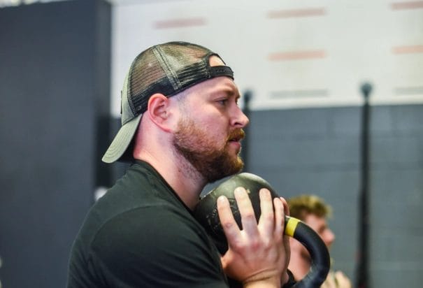man with kettlebell
